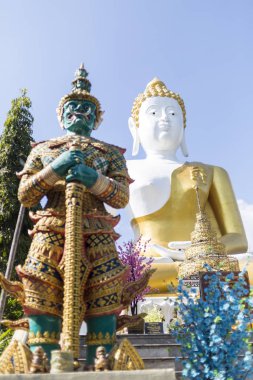 Bir büyük Buda heykelleri önünde güzel dev heykel