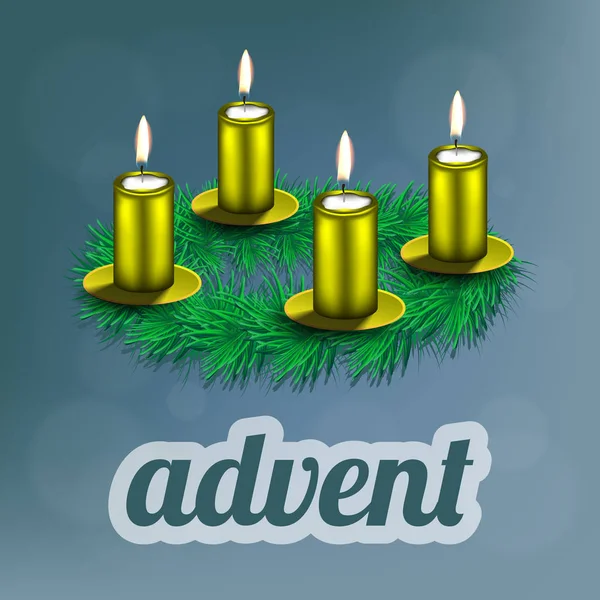 Εικονογράφηση της Advent στεφάνι με χρυσά στοιχεία — Διανυσματικό Αρχείο