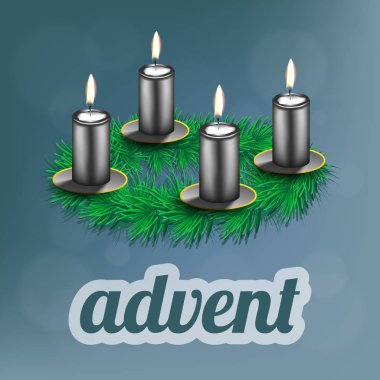 Advent çelenk gümüş elemanları ile gösteren resim