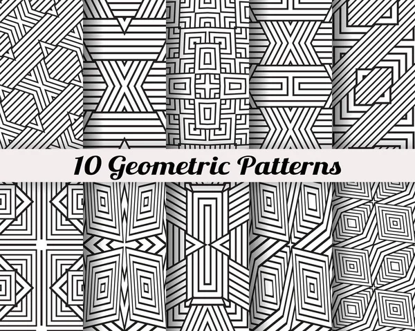 Set van 10 geometrische patronen — Stockvector