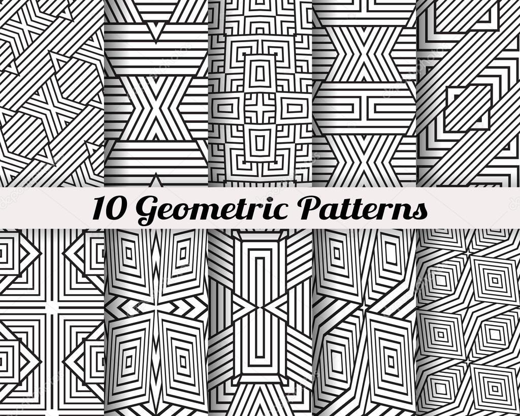 Set of 10 geometric patterns