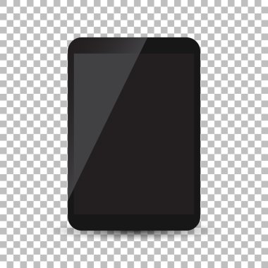 Siyah ekran düz simgesiyle tablet. Bilgisayar vektör illüstrasyon izole arka plan üzerinde.