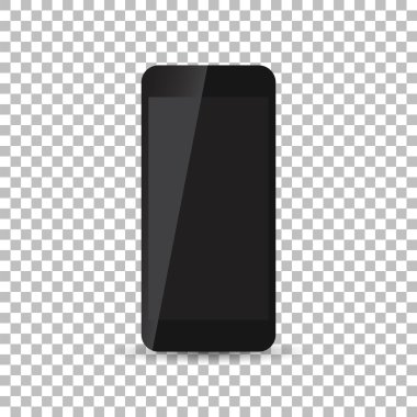 İzole arka plan üzerinde siyah gerçekçi smartphone simgesi. Modern basit düz telefon. Vektör çizim.