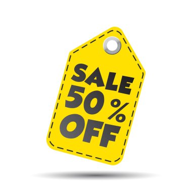 Satılık %50 off asmak etiket. Vektör çizim