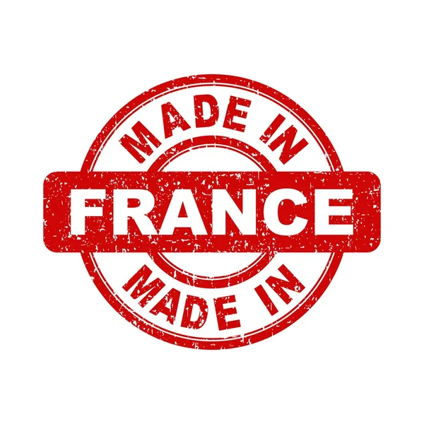 Hecho en Francia sello rojo. Ilustración vectorial sobre fondo blanco — Vector de stock
