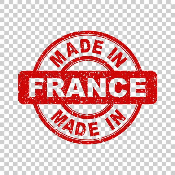 Hecho en Francia sello rojo. Ilustración vectorial sobre fondo aislado — Vector de stock