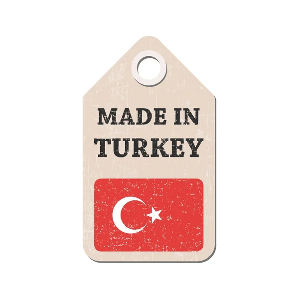 Hang tag wykonane w Turcji z flagą. Ilustracja wektorowa — Wektor stockowy