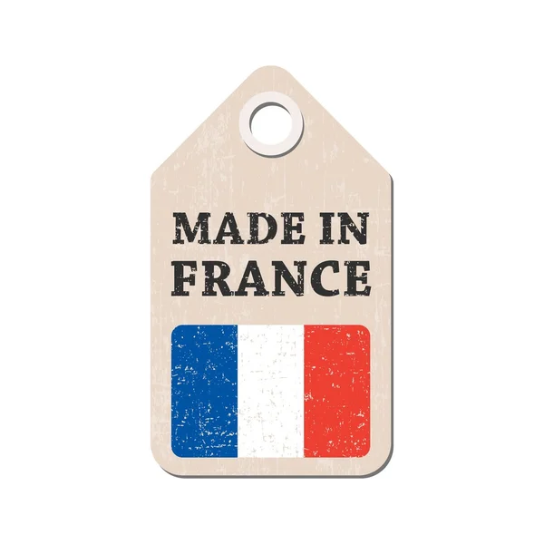 Colgar etiqueta hecha en Francia con bandera. Ilustración vectorial — Vector de stock