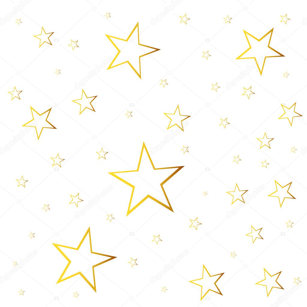Abstract falling star vector. Illustration with golden christmas stars on white background