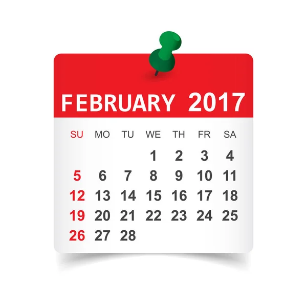 Februar 2017. kalendervektorillustration — Stockvektor