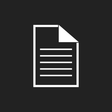 Belgeyi simge vektör düz tasarlamak. İzole belgeler simgesi. Kağıt sayfa grafik tasarım sembol siyah arka plan üzerine