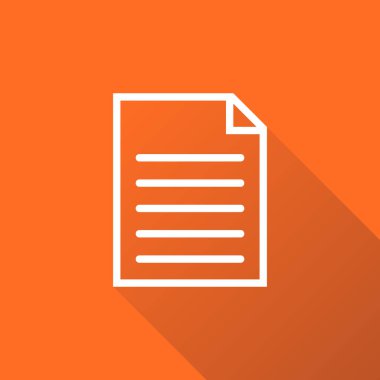 Belgeyi simge vektör düz tasarlamak. İzole belgeler simgesi. Kağıt sayfa grafik tasarım piktogram gölge turuncu zemin üzerine