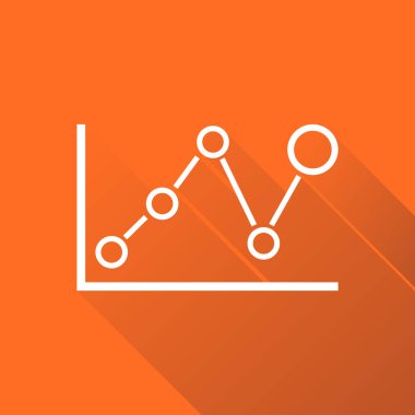 Grafik grafik simgesini uzun gölge ile. İş düz vektör çizim turuncu zemin üzerine.