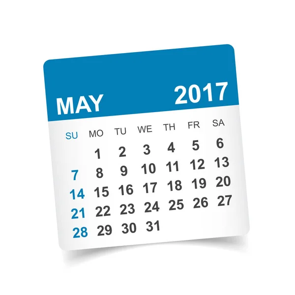 Μαΐου 2017. Εικονογράφηση διάνυσμα ημερολόγιο — Διανυσματικό Αρχείο