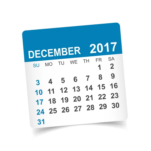 Dicembre 2017. Illustrazione vettoriale calendario — Vettoriale Stock