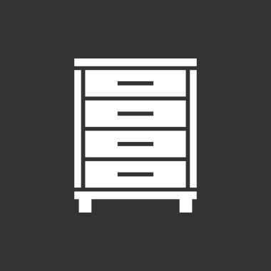 Dolap simge siyah arka plan üzerine. İşletme, pazarlama, Internet için modern düz piktogram. Web sitesi tasarımı basit düz vektör simgesi.