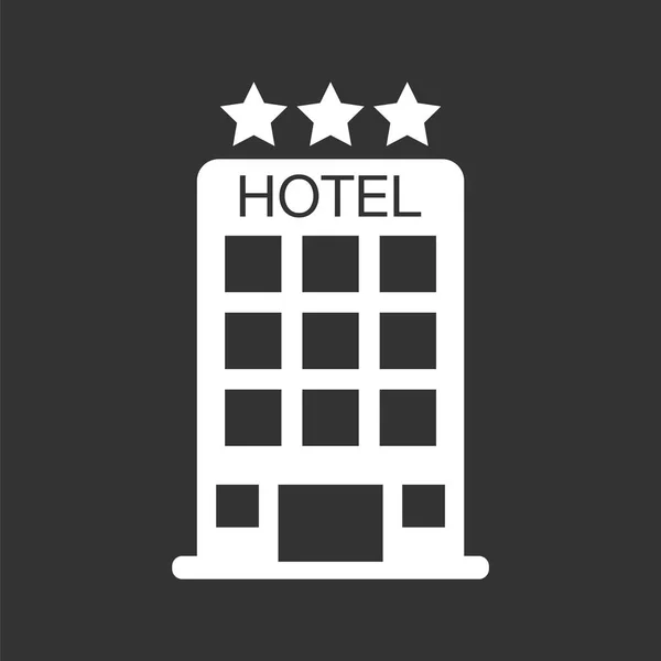 Το Hotel icon απομονώνονται σε μαύρο φόντο. Απλή επίπεδη εικονόγραμμα για επιχειρηματική, μάρκετινγκ, internet έννοια. Μοντέρνα σύγχρονη διάνυσμα σύμβολο για σχεδιασμό web site ή εφαρμογή για κινητά. — Διανυσματικό Αρχείο