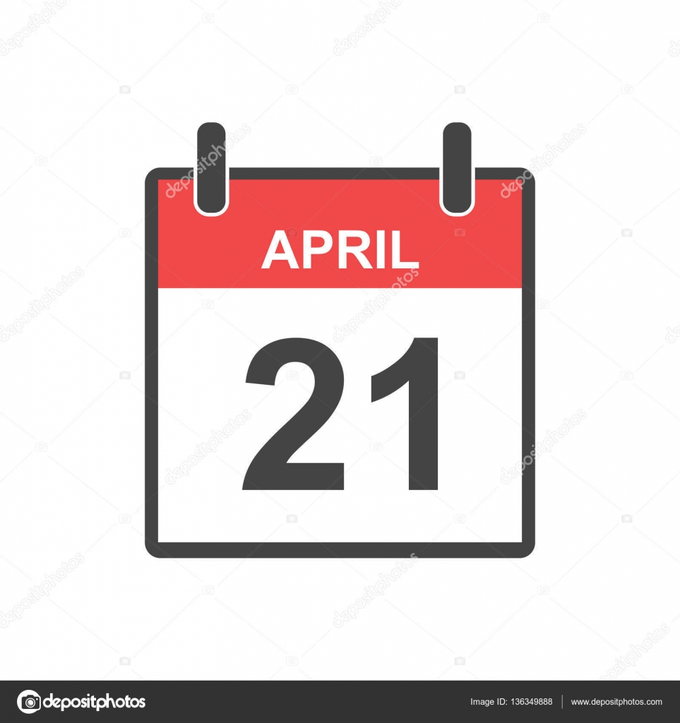 April 21 calendar icon. Vector illustration in flat style. — Stock