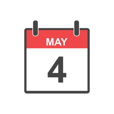 4 Mayıs takvim simgesini. Düz stil vektör çizim.