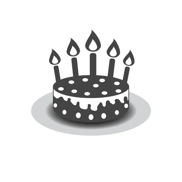 Tarta de cumpleaños con velas encendidas icono pictograma. Pictograma simple para celebración, marketing, concepto de Internet sobre fondo blanco. Símbolo vectorial moderno de moda para el diseño del sitio web o aplicación móvil — Vector de stock