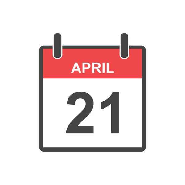 4 月 21 日的日历图标。矢量图在平面样式. — 图库矢量图片