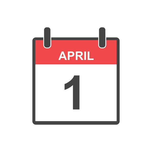 4 月 1 日傻瓜一天日历图标。矢量图在平面样式. — 图库矢量图片