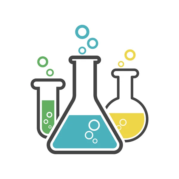 Chemical test tube pictogram icon. Laboratory glassware or beaker equipment isolated on white background. Experiment flasks. Trendy modern vector symbol. Simple flat illustration — Stock Vector