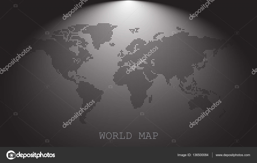 点線の空白の黒の世界はマップに孤立した灰色の背景です 世界地図のベクトルがウェブサイト インフォ グラフィック デザインのテンプレートです ラウンド ドット イラストの平らな地球世界地図 ストックベクター C Sanek