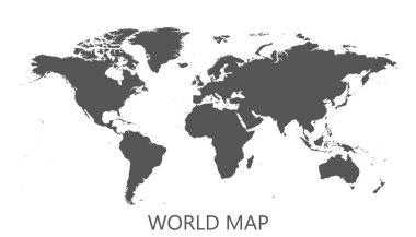 İzole üzerinde beyaz arka plan harita boş siyah dünya. Dünya harita vektör Web sitesi, infographics, tasarım şablonu. Düz dünya dünya harita illüstrasyon.