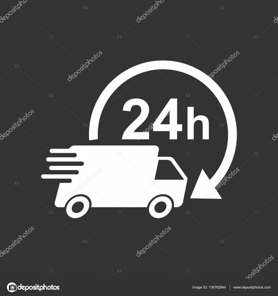 配信トラック 24 H ベクトル イラスト 24 時間の高速配信サービス出荷アイコン ビジネス 黒い背景にマーケティングやモバイル アプリ インターネット概念の簡単なフラット ピクト ストックベクター C Sanek