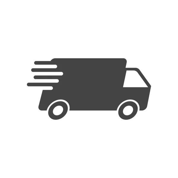 Levering vrachtwagen vectorillustratie. Pictogram met scheepvaart voor snelle levering service. Eenvoudige vlakke pictogram voor business, marketing of mobiele app internet concept op witte achtergrond. — Stockvector