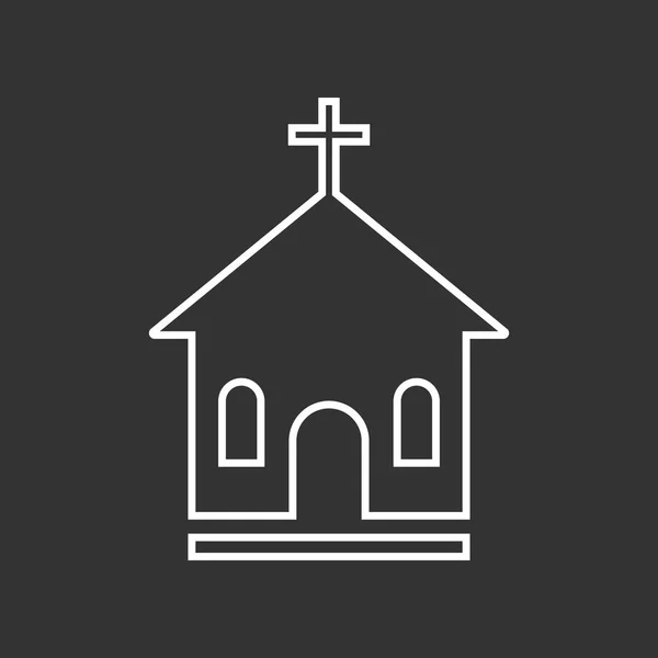 Line church sanctuary vector illustration icon. Simple flat pictogram for business, marketing, mobile app, internet on black background. — Stock Vector