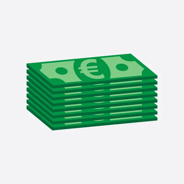 Stacks money, euro cash. Vector illustration in flat design on white background — Stock Vector