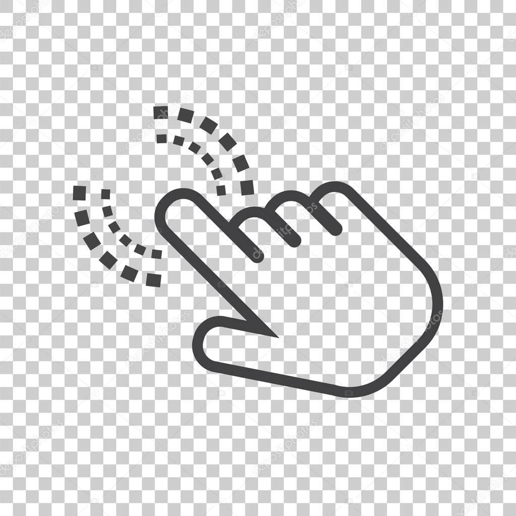 Click here icon. Hand cursor signs. Black button flat vector illustration.