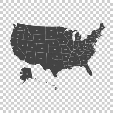 USA map with federal states. Vector illustration United states of America. clipart