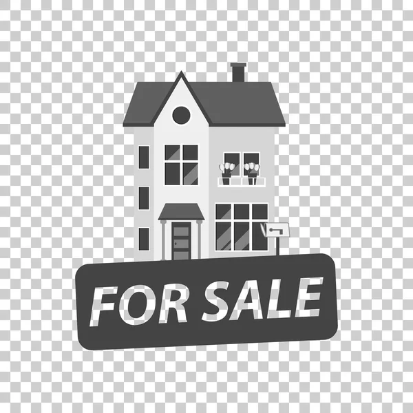 For sale sign with house. Home for rental. Vector illustration in flat style. — Stock Vector