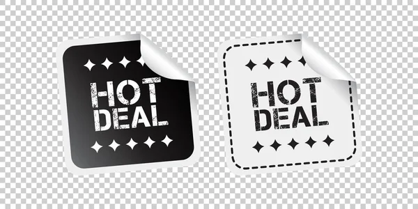 Hot deal sticker. Black and white vector illustration. — Stock Vector