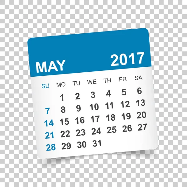 Maio de 2017. Ilustração do vetor do calendário — Vetor de Stock