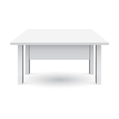 3D tablo nesne tanıtımı için vektör. Boş beyaz üst tablo beyaz arka plan üzerinde izole.