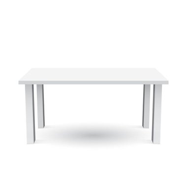 3D tablo nesne tanıtımı için vektör. Boş beyaz üst tablo beyaz arka plan üzerinde izole.