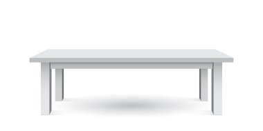 3D tablo nesne tanıtımı için vektör. Boş beyaz üst tablo beyaz arka plan üzerinde izole.