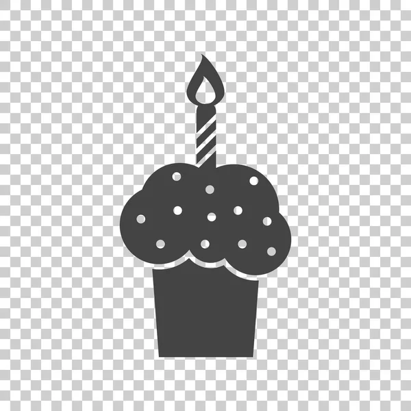 誕生日ケーキ フラット アイコン。孤立した背景に新鮮なパイ マフィン — ストックベクタ