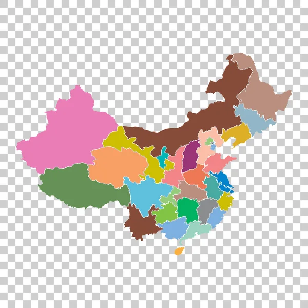 China mapa con la región de provincia. Ilustración vectorial plana sobre fondo aislado — Vector de stock