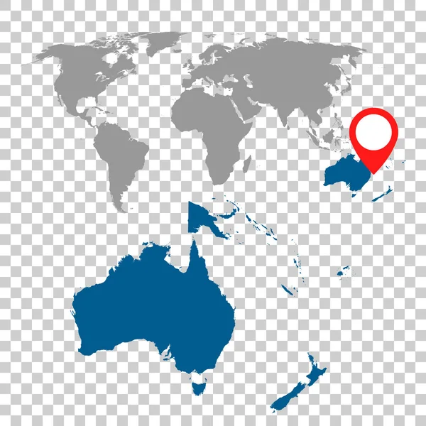 Mapa detallado de Australia, Oceanía y el mundo conjunto de navegación del mapa. Ilustración vectorial plana . — Archivo Imágenes Vectoriales