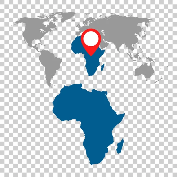 Mapa detalhado da África e conjunto de navegação do mapa do mundo. Ilustração vetorial plana . — Vetor de Stock