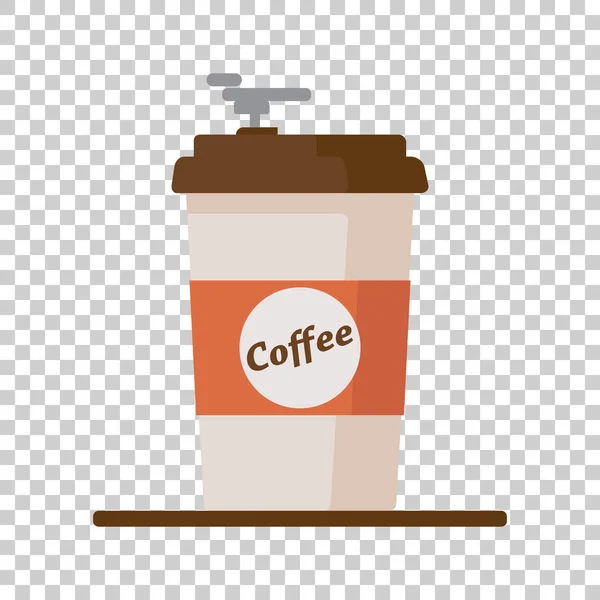 Ícone xícara de café com café texto em fundo isolado. Ilustração vetorial plana — Vetor de Stock