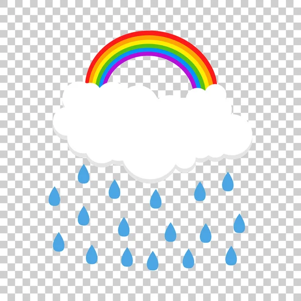 Σύννεφο με ουράνιο τόξο και τη βροχή. Εικονογράφηση διάνυσμα — Διανυσματικό Αρχείο
