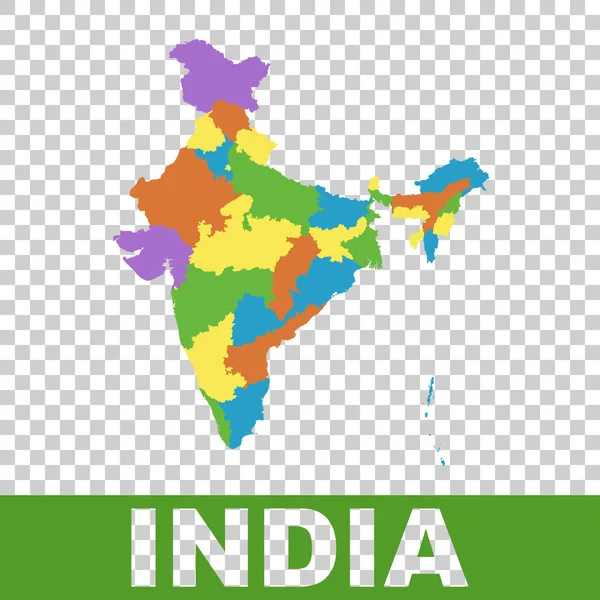 Indische Landkarte mit Bundesstaaten. flacher Vektor — Stockvektor