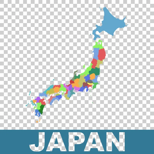 Japón mapa administrativo. Vector plano — Vector de stock