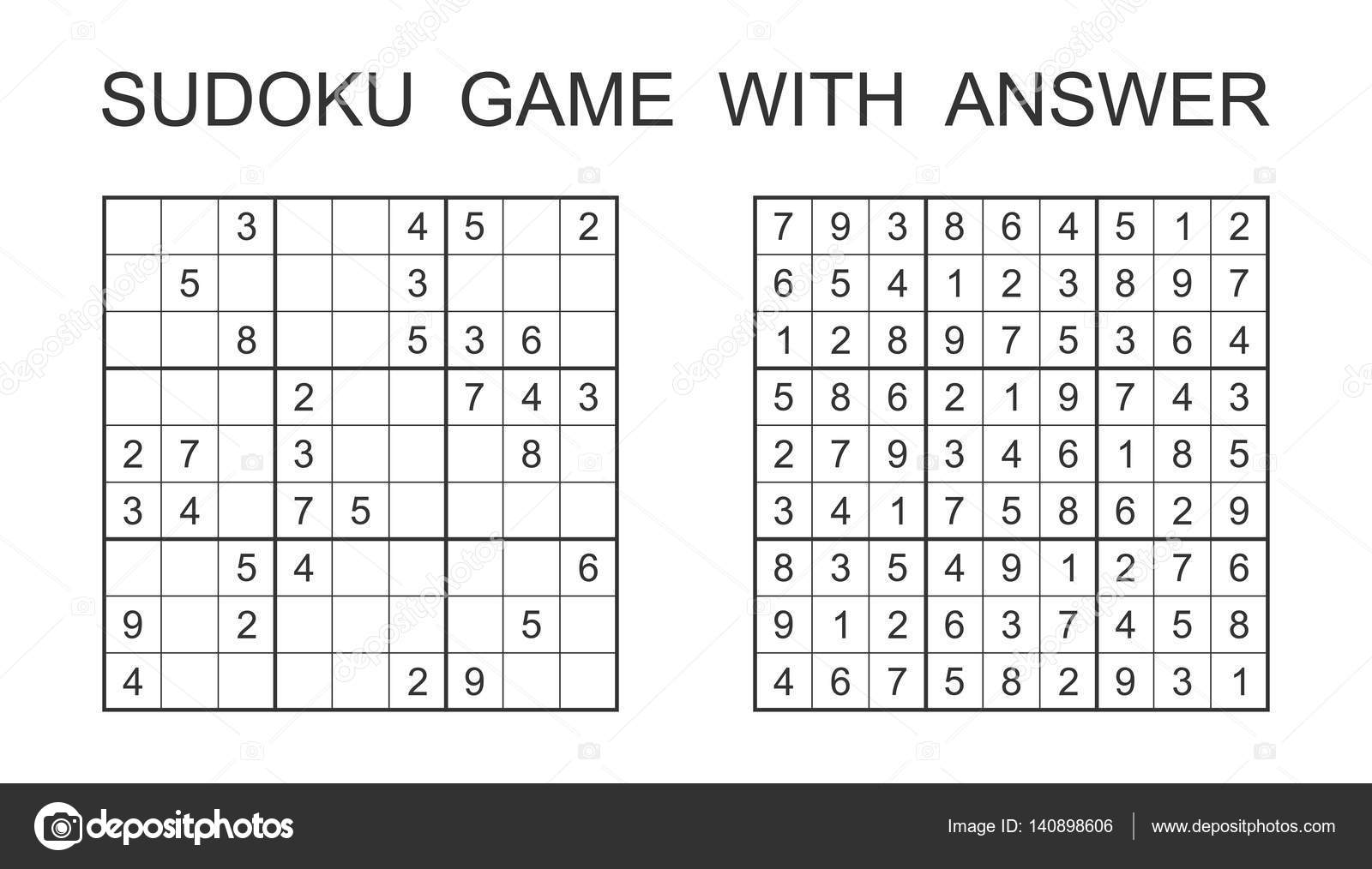 Sudoku com a resposta jogo de quebra-cabeça do vetor